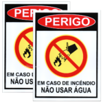 Kit 2 Placas Aviso de Perigo 