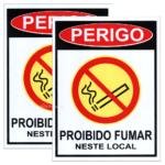 Kit 2 Placas Aviso de Perigo 