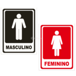 Kit 2 Placas Sinalização Banheiro Feminino e Masculino Sanitário 20cm x 15cm - BOM7520