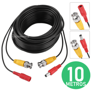 Cabo de Extensão 10 Metros Cabo Coaxial de Vídeo 2 BNC + 2 DC - L010
