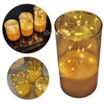 Velas LED 15cm Fio De Fada Luzes Cordão LED Decorativas Estilo Retro em Vidro Champanhe - HM233