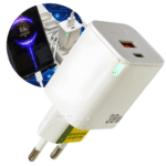 Carregador Rápido Dupla Saída USB e USB-C 30W 5v 3.1A Para Smartphone - Branco LE295