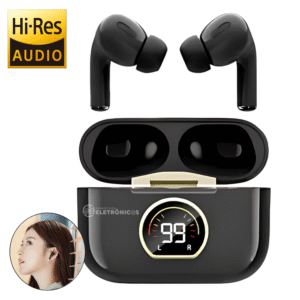 Fone De Ouvido Bluetooth Sem Fio 5.3 Microfone Sistema de Áudio Hi-Res - Preto LE2450