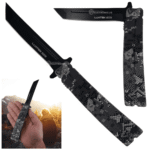 Canivete Lâmina Estreita e Abertura Semiautomática Aço Inoxidável - SLKD109B