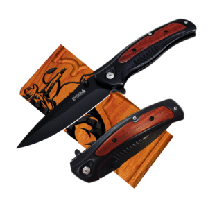 Canivete Premium Rustico 22cm Com Cabo Detalhes em Madeira Cobrável - DA315