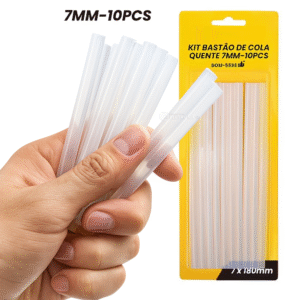 Kit 10 Bastões Refil De Cola Quente Fino 7mm Transparente 18cm - BOM5536