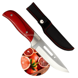 Faca de Churrasco e Cozinha Artesanal Rústica Cabo Madeira Com Bainha - A018