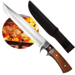 Faca Premium Churrasco Inox 38cm Full Tang Cabo Madeira Luxo Com Capinha - TB092117