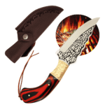 Faca Full Tang Cabo Vermelho 31cm Arte Artesanal Lâmina Aço Inoxidável – MD10A