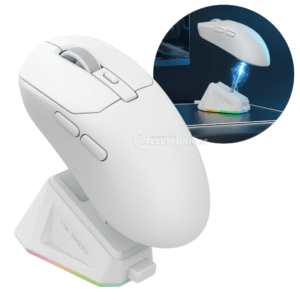 Mouse Gamer Sem Fio Bluetooth 24000dpi Sensor Paw3311 Com Base de Carga 6 Botões Cor Branco - BKR3X
