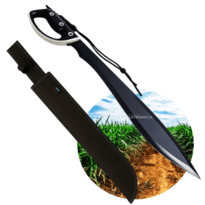 Facão Machete 61cm com Lâmina Inox Cabo Cinza Emborrachado e Bainha de Nylon - SLKK52