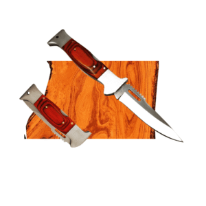 Canivete 15,5cm de Caça e Pesca em Aço Inoxidável Cabo Detalhes em Madeira - TCMD