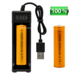 Carregador Universal USB Com 2 Baterias Recarregáveis 14500 3.7V 5000mAh Com Indicador de Carga - LEY2033