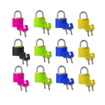 Cartela Com 12 Cadeados 20mm Em Aço Com Corpo Colorido e 2 Chaves - CADGLORY20MM