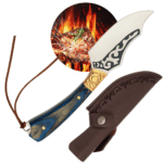 Faca Full Tang 20cm Arte Artesanal Lâmina Aço Inoxidável Cabo em Madeira Azul - MD13