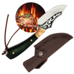 Faca Full Tang 20cm Arte Artesanal Lâmina Aço Inoxidável Cabo em Madeira Verde - MD13