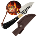 Faca Full Tang 20cm Arte Artesanal Lâmina Aço Inoxidável Cabo em Madeira Preto - MD13