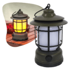 Lampião Retrô LED Portátil com Efeito de Chama Luz Decorativa Ambiente Recarregável Verde - LK5813