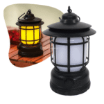 Lampião Retrô LED Portátil com Efeito de Chama Luz Decorativa Ambiente Recarregável Preto - LK5813