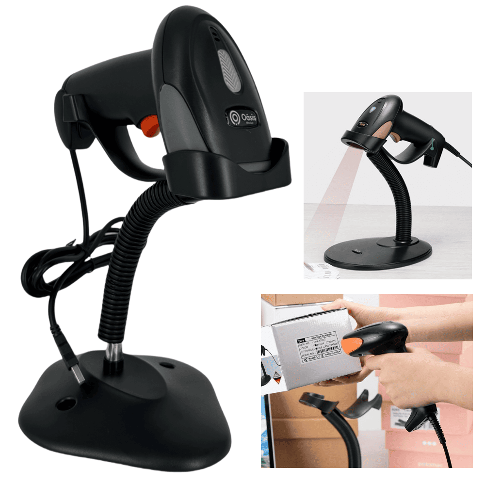 Leitor De Código De Barras USB 1D 3D Universal Com Suporte