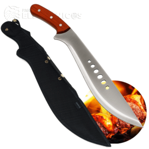 Faca farão Aço Inoxidável 47cm Full Tang curvada Cabo de Madeira com Bainha SLKA65BC