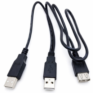 Cabo Extensor USB 2.0 e com 1 Porta Fêmea e 2 Machos, 70cm Para HD - Preto