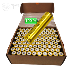 Caixa com 100 Baterias Recarregável 18650 3.7v Lítio Íon 8000mah Original - LPJ18650