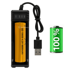Carregador Universal USB Com 1 Bateria RecarregáveL 18650 4.2V 9800mAh Com Indicador de Carga