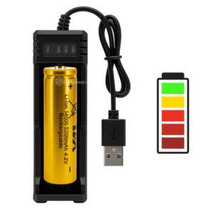 Carregador Universal USB Com 1 Bateria Recarregável 14500 4.2V 5200mAh Com Indicador de Carga