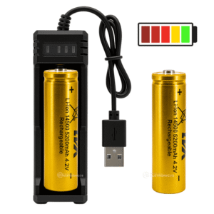 Carregador Universal USB Com 2 Baterias Recarregáveis 14500 4.2V 5200mAh Com Indicador de Carga