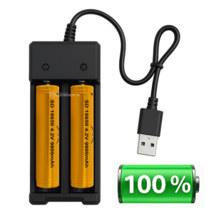 Carregador Universal USB Com 2 Baterias Recarregáveis 18650 4.2V 9800mAh Com Indicador de Carga - LEY2034