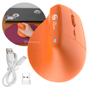 Mouse Bluetooth Sem Fio Wireless Vertical Ergonômico Recarregável Silencioso 6 Botões Laranja - DM4
