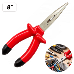 Alicate de Bico Longo 8” Profissional Isolado com Cabo Emborrachado Antiderrapante - BOM1643