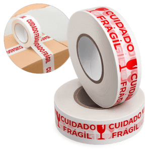 Kit 2 Fitas Adesivas Cuidado Frágil Para Embaguem 4mm x 300 Metros - JD37