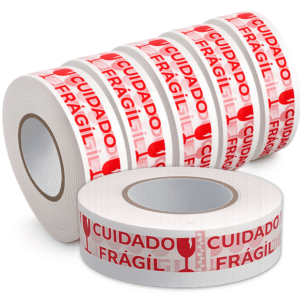 Pacote Com 6 Fitas Adesivas Cuidado Frágil Para Embaguem 4mm x 300 Metros - JD37
