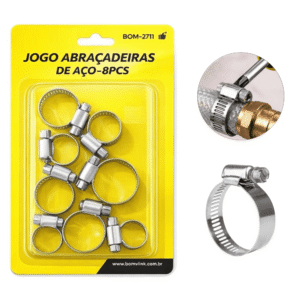 Jogo Abraçadeiras em Aço 16 a 25mm 8 Peças Multiuso - BOM2711