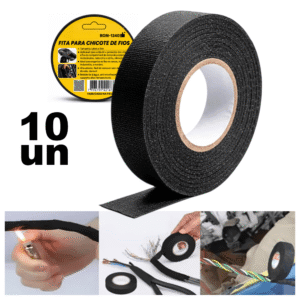 Kit 10 Fitas De Tecido Para Chicote de Fios Rolos 15 Metros Preto - BOM1340 (cópia)