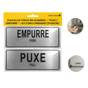 Kit com 2 Placas de identificação “PUXE” e 
