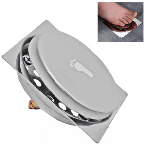 Ralo Quadrado 10cm x 10cm Click UP Inteligente em Aço Inox Para Banheiro - BOM2359