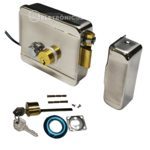 Fechadura Elétrica 12V Sobrepor Botão De Saída Para Porta Portão - FE112