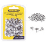 Kit 200 Tachinhas Prateadas Latonadas 11x10mm – Alta Resistência – BOM5325