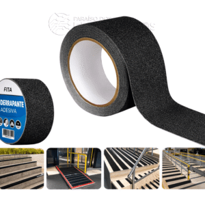 Kit 4 Fita Antiderrapante Adesiva 5m Para Escada Piso ou Rampa - Preto JD18