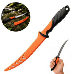 Faca Tática Árabe Lamina Curva, Bainha e Cabo Emborrachado - Laranja SLKDY01