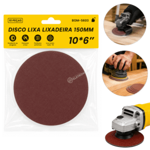 10 Discos de Lixa Com Fecho de Contato 150mm (6