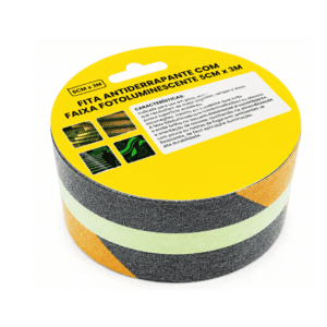 Fita Antiderrapante Listrada com Faixa Fotoluminescente 5cm x 3m - BOM1359
