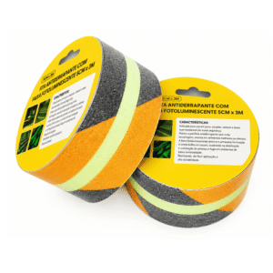 Kit 2 Fitas Antiderrapante Listrada c/ Faixa Fotoluminescente 5cm x 3m - BOM1359