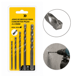 Jogo Com 5 Brocas Para Concreto 4 a 10mm - BOM5034