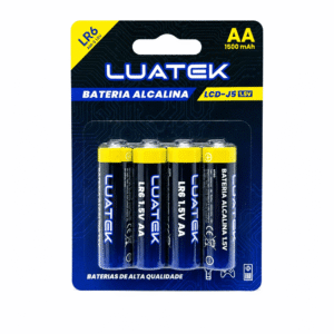 Kit com 4 Pilhas AA Alcalinas Luatek LR6 1,5V 1500mAh
