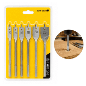 Kit Com 6 Brocas Chatas P/ Madeira 10mm, 12mm, 16mm, 18mm, 20mm e 25mm - BOM5031