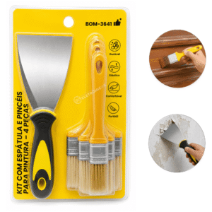 Kit Espátula e Pincéis Para Pintura e Reparos Domésticos – BOM3641